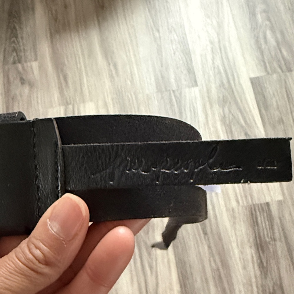 Free People Black Leather Belt with Silver Buckle M/L Wide Casual - Picture 2 of 5